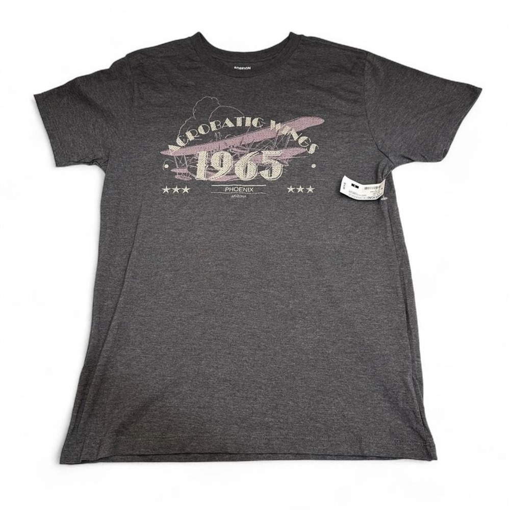 NWT Foreign Exchange Shirt Mens S Grey Vintage 1965 Airplane Graphic Classic Tee